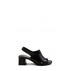 Hakiki Deri Siyah Kadın Klasik Sandalet 124ZA5146