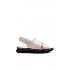 Hakiki Deri Bej Kadın Klasik Sandalet 593ZA2014