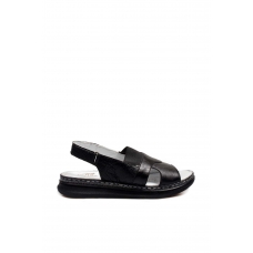Hakiki Deri Siyah Kadın Klasik Sandalet 593ZA2014