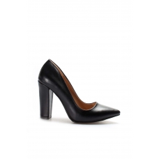 Siyah Kadın Kalın Topuklu Ayakkabı 610ZA1801