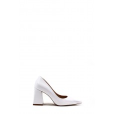 Beyaz Rugan Kadın Kalın Topuklu Ayakkabı 792ZA035-328