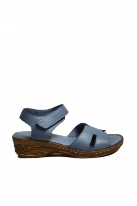Hakiki Deri Kot Mavi Kadın Klasik Sandalet 799ZA2631