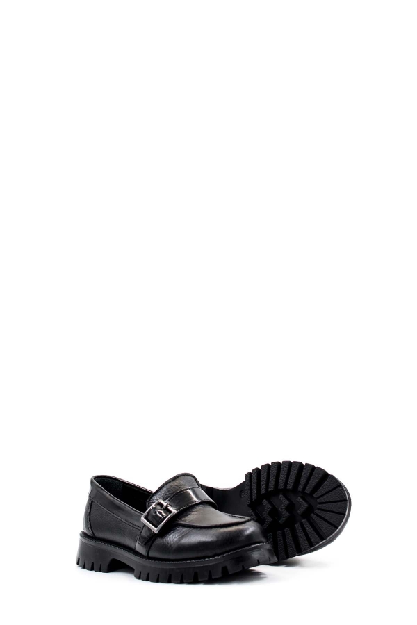 Hakiki Deri Siyah Kız Çocuk Casual Ayakkabı 006XA520