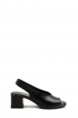 Hakiki Deri Siyah Kadın Klasik Sandalet 124ZA5018