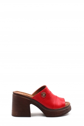 Hakiki Deri Kırmızı Kadın Klasik Sandalet 124ZA5171