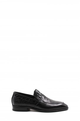 Hakiki Deri Siyah Kroko Erkek Klasik Ayakkabı 144MA3020
