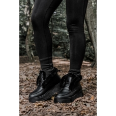 Hakiki Deri Kürklü Siyah Kadın Kalın Topuklu Bot 408KZA0510-42
