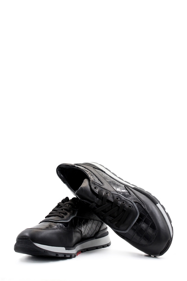 Hakiki Deri Siyah Kroko Erkek Casual Ayakkabı 410MA304