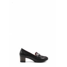 Hakiki Deri Siyah Kroko Kadın Dolgu Topuk Ayakkabı 411ZA245