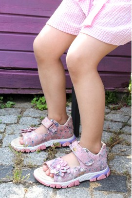 Hakiki Deri Pembe  Unisex Çocuk Klasik Sandalet 574FA2015