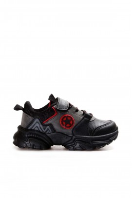 Siyah Füme Kırmızı Unisex Çocuk Sneaker Ayakkabı 598XCA021