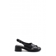 Hakiki Deri Siyah Kadın Klasik Sandalet 621ZA916