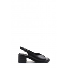 Hakiki Deri Siyah Kadın Klasik Sandalet 621ZA906