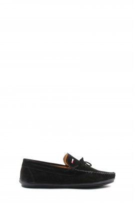 Hakiki Deri Siyah Süet Erkek Loafer Ayakkabı 628MAS01