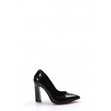 Siyah Rugan Kroko Kadın Yüksek Topuk Ayakkabı 629ZA039-077