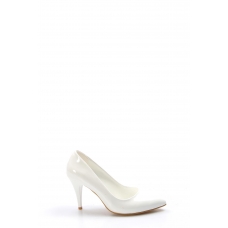 Beyaz Rugan Kadın Stiletto Ayakkabı 629ZA039-089