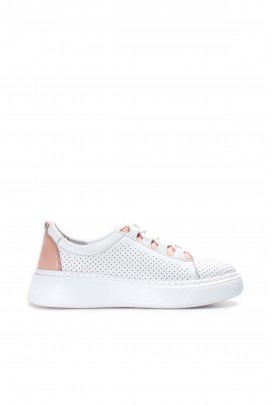 Hakiki Deri Beyaz Pudra Kadın Sneaker Ayakkabı 792ZA750