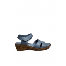Hakiki Deri Kot Mavi Kadın Klasik Sandalet 799ZA2631