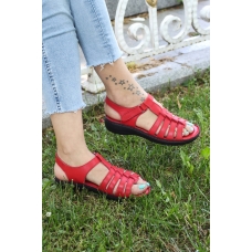 Hakiki Deri Kırmızı Kadın Klasik Sandalet 952ZA21888-1