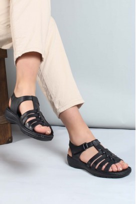 Hakiki Deri Siyah Kadın Klasik Sandalet 952ZA21888-1