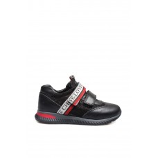 Hakiki Deri Siyah Gümüş Unisex Çocuk Casual Ayakkabı 006XA1020