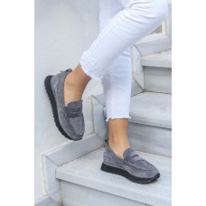 Hakiki Deri Smoked Suede Kadın Casual Ayakkabı 009ZA851