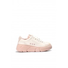 Hakiki Deri Bej Kadın Sneaker Ayakkabı 009ZA2079
