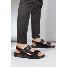 Hakiki Deri Siyah Orlondo Erkek Klasik Sandalet 018MAG-208-71