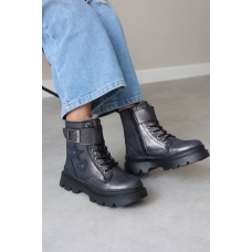 Hakiki Deri Kürklü Mavi Unisex Çocuk Klasik Bot 157KXA1774