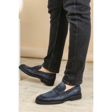 Hakiki Deri Navy Blue Suede Erkek Klasik Ayakkabı 403MA319