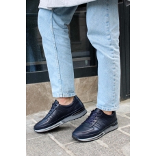 Hakiki Deri Navy Blue Erkek Spor Ayakkabı 600MA326