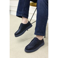 Hakiki Deri Navy Blue Suede Erkek Casual Ayakkabı 628MA2024