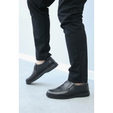 Hakiki Deri Ortopedik Siyah Erkek Casual Ayakkabı 662MA209