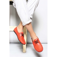Hakiki Deri Nar Çiçek Kadın Loafer Ayakkabı 710ZA045