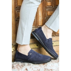 Hakiki Deri Navy Blue Nubuck Erkek Casual Ayakkabı 711MA151-2291