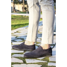 Hakiki Deri Lacivert Nubuk Erkek Casual Ayakkabı 711MA370-2291