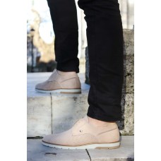 Hakiki Deri Bej Nubuk Erkek Casual Ayakkabı 711MA371-2291
