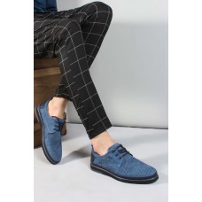 Hakiki Deri Blue Nubuck Navy Blue Erkek Casual Ayakkabı 711MA202-2291