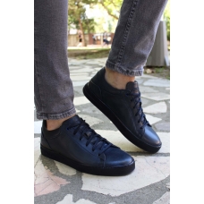 Hakiki Deri Navy Blue Erkek Casual Ayakkabı 819MA501