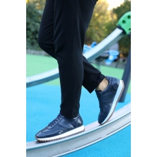 Hakiki Deri Navy Blue Erkek Casual Ayakkabı 819MA261