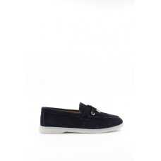 Hakiki Deri Navy Blue Suede Kadın Casual Ayakkabı 819ZA021