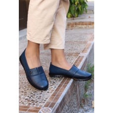 Hakiki Deri Navy Blue Kadın Casual Ayakkabı 864ZA101