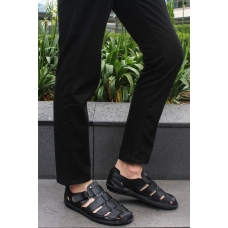 Hakiki Deri Siyah Erkek Klasik Sandalet 927MA021