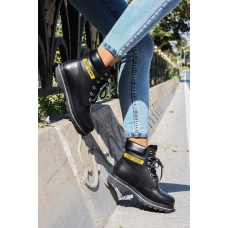 Hakiki Deri Siyah Unisex Outdoor Bot 938SGA50