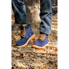 Hakiki Deri Navy Blue Nubuck Unisex Klasik Bot 983SXA100