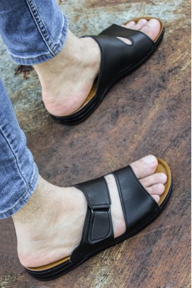 Siyah Erkek Düz Terlik 001MAFASTSTEP