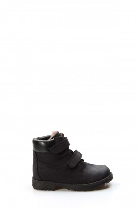 Hakiki Deri Kürklü Black Nubuck Unisex Çocuk Worker Bot 006KPA1001