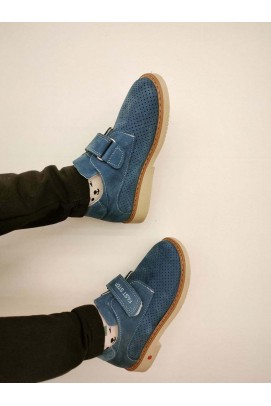 Hakiki Deri Blue Nubuck Unisex Çocuk Casual Ayakkabı 006BA23