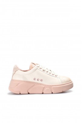 Hakiki Deri Beige Kadın Sneaker Ayakkabı 009ZA2079