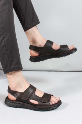 Hakiki Deri Kahve Erkek Klasik Sandalet 018MAG-208-71